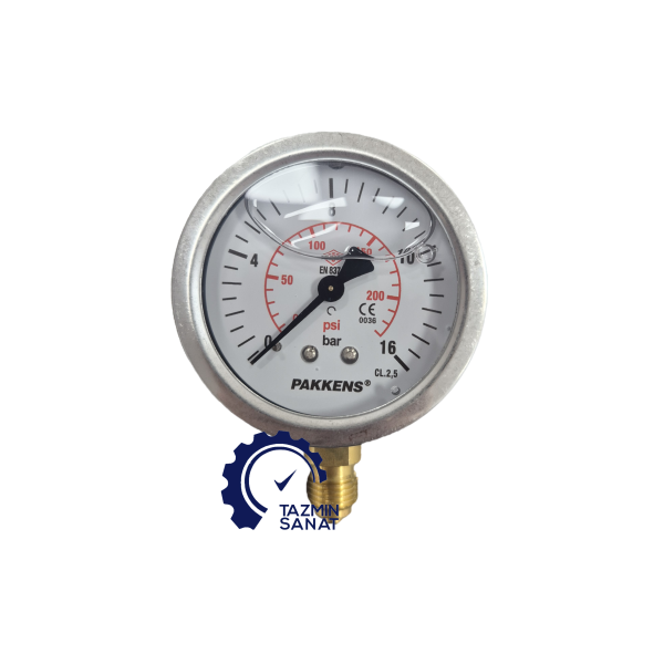 مانومتر صفحه 6 سانت عمودی روغنی برنجی پکنز PAKKENS
